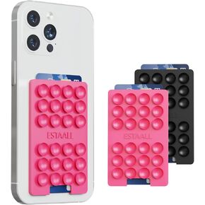 Phone Grips for Back of Phone - 2PCS Durable Phone Suction Grip for Hands-Free Use, Selfies & Videos, 24 Suction Versatile Phone Sticky Grip for Phones & Cards, Black 3.26×2.04