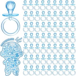 Coume 100 Pcs 2.5 Inch Baby Shower Pacifiers Acrylic Baby Pacifiers Mini Baby Gifts Gender Reveal Party Favors for Baby Shower Game Gender Neutral Birthday Supplies(Blue)