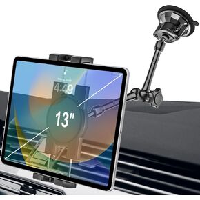 woleyi Heavy Duty Truck Tablet Mount [Metal Arm] Dashboard Windshield Suction Cup Tablet Holder for Trucks/Vehicles, Compatible with iPad Pro Air Mini, Galaxy Tab, Z Fold, Cell Phones, 4.7-13" Devices