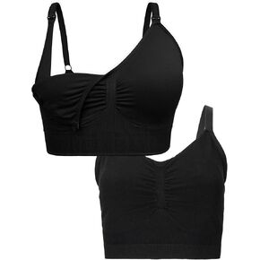 Kindred Bravely Sleep Pumping Bra & Sublime Nursing Bra Bundle (أسود، صدر كبير)