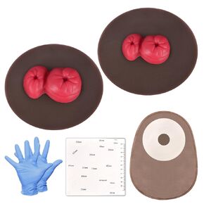 Sticky Loop Ileostomy Simulators, Stoma Training Model Set, Multi-Skin Tone Ostomy Care Practice Models for Medical Training and Patient Education - Tan