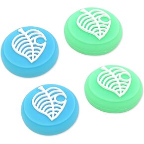 PERFECTSIGHT Switch Joycon Thumb Grip Caps, Kawaii Soft Silicone Joystick Cover Compatible with Nintendo Switch/OLED/Switch Lite Thumbstick Analog Stick Grips Button Covers for NS Switch, Leaf