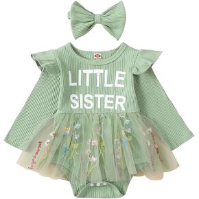 Newborn Baby Girl Clothes Toddler Knit Long Sleeve Ruffle Romper Infant Skirt Set Little Girl Mesh Romper Dress