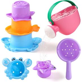 Bath Toys for Kids Ages 1-3 5 PCS Baby Water Toys Mold Free Pool Toys for Toddlers 1-3 Bath Toys for 1 Year Old and Up Beach Toys Baby Gifts (Color Random)