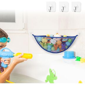Bath Toy Storage, Large Capacity Bath Toy Holder, Opening Corner Bathtub Toy Storage, Quick Dry Mesh Bath Toy Organizer Bath Toy Net Basket for Easy Access Baby Kids Toy Bathroom Tub (White)
