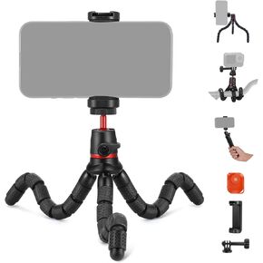 NEEWER Phone Tripod with Remote, Action Camera Mount Adapter and Phone Holder, Mini Flexible Camera Tripod, Vlog Phone Stand Compatible with iPhone Samsung GoPro DSLR Camera for Video Recording, T72