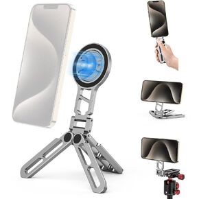 Magsafe Tripod,Magnetic Pocket Phone Tripod,Foldable Moft Tripod Mount,Smartphone Holder Desk Stand,Handle Stick with Arca-Swiss,Cold Shoe Mount for iPhone 15/14/13/12,Video,Vlog,Travel