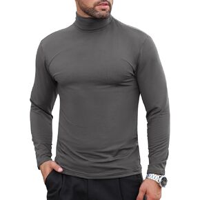 SILKWORLD الرجال الياقة المدورة قميص طويل الأكمام تي شيرت كنزة صوف سترة سليم صالح الأساسية الحرارية القمم in Kuwait