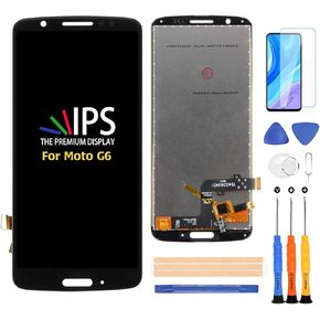 Compatible with Moto G6 Screen Replacement,for Motorola Moto G6 XT1925 XT1925-5 XT1925-6 LCD Display Touch Screen Digitizer Assembly Parts,with Screen Protector+Tools(Black no Frame)
