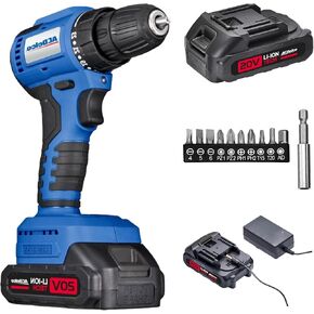 ACDelco ARD20137P 20V Cordless Drill Set, Power Drill Kit with Battery and Charger, 2 Variable Speed, 21Position, 400 In-lb Torque, Electric Power Drill, Driver Bits