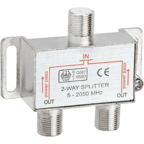 Cmple 2-Way Splitter 2050MHz F-Type 2.05Ghz 2 Way Coaxial Cable Splitter (RG6 Splitter, Coaxial Splitter, TV Splitter,