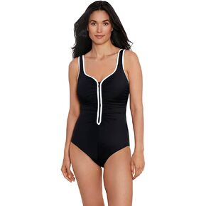 بدلة سباحة نسائية من Penbrooke ShapeSolver Sport مطلية بالألوان بسحاب ناعم وكوب واحد in Kuwait