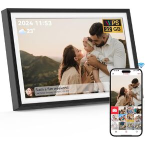 Frameo Digital Picture Frame WiFi 10.1 inch, QOCEN Smart Photo Frame with 32G Memory, HD Touch Screen, Auto-Rotate, Slideshow, Easy Setup, Share Photos and Videos Anywhere, Christmas