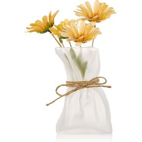 WHJY Glass Purse Vase for Flowers, Glass Bag Vase, Matte Aesthetic Flower Vase Unique Home Décor for Wedding, Dinning, Bookshelf