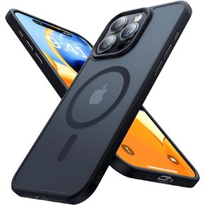 Magnetic Shockproof for iPhone 16 Pro Max Case, Skin-friendly[Compatible with MagSafe] [Military-Grade Drop Protection]Anti-Yellow Translucent Slim Cover for iPhone 16 Pro Max Phone Case, Black