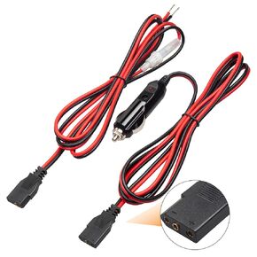 Anina 2 Pack Cb Radio Power Cord 12V 3-Pin Plug Fused Replacement CB Power Cable 2 Black and Red Wires 15A 3-Pin Cigarette Lighter Plug Socket for Cb Ham Radio