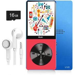 MP3 Player, Music Player with 16GB Micro SD Card, Build-in Speaker/Photo/Video Play/FM Radio/Voice Recorder/E-Book Reader, Supports up to 128GB
