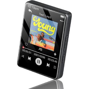 MP3 Player with Bluetooth 5.2, 32GB Music Player HiFi Sound Shuffle Single Loop FM Radio Built-in HD Speaker Voice Recorder Mini Design Touch Screen Ideal for Sport (Earphones Included)