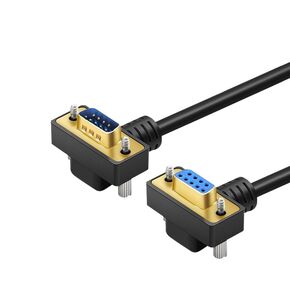 DB9 RS232 Serial Port Cable Down Right Angle 9 Pin RS232 COM Port 90 degree gold plated Connection Cable (Male to Female, 0.5 Meter)