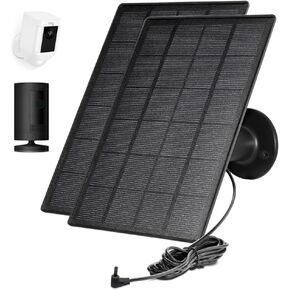 Ring Camera Solar Panel, Compatible with Ring Stick Up Cam Battery, Ring Spotlight Cam Battery, Not for Spotlight Plus/Pro, Waterproof 6V3W, 9.8 inch Long Charging Cable (2Pack) (Black)