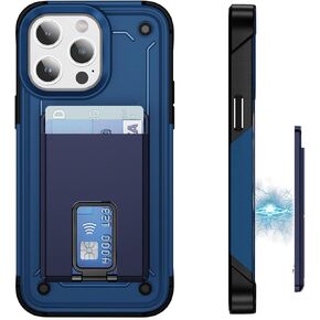 حامل بطاقات الهاتف الخلوي بمحفظة مغناطيسية متوافق مع حافظة Magsafe المدمجة بمقبض معدني للهاتف ومسند لسلسلة iPhone 15/14/13/12 (ذهبي وردي شفاف) in Kuwait