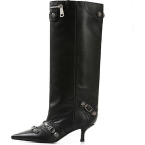 Oiamenne Knee High Boots for Women Wide Calf Boots Pointed Toe Tall Boots Kitten Heel Boots Womens Fall Winter Boots for Party Gifts Dress