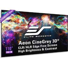 Elite Screens 110 inch CLR ALR Projector Screen 16:9 4K, Standard Throw Projection, Edge Free Fixed Frame Projector Screen Grey for Indoor Movie Screen Home Theater - Aeon CineGrey 3D AR110DHD3
