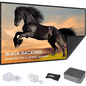 2024 Upgraded Portable Projector Screen - Black Backing,84-A Straight Edges, Foldable, Washable and Wrinkle-Free - for Indoor Home Theater and Outdoor Cinema - 84 inch White 16:9 by IOLIEO