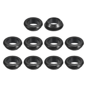 uxcell 10 Pcs Rubber Grommets, 25mm ID 30mm Drill Hole Double Sided Hollow Firewall Hole Plugs Round Electrical Wiring Gasket, Black