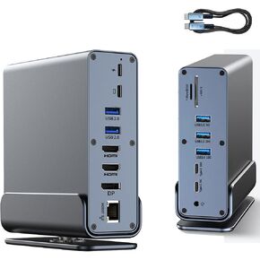 USB C Docking Station Triple Monitors 15 in 1 Laptop Docking Station 4K@60Hz Compatible for Mac Window Hp Thunderbolt 4(2 HDMI, DP, 100W PD, Ethernet, 5 USB Ports, SD/TF Card, Audio) in Saudi Arabia