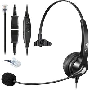 Callez RJ45 Telephone Headset with Microphone Noise Cancelling, Mono Quick Disconnect Phone Headset Compatible with Mitel/Aastra 6865i 6867i 6869i Siemens Unify OpenStage 30 40 60 80 Landline Phones