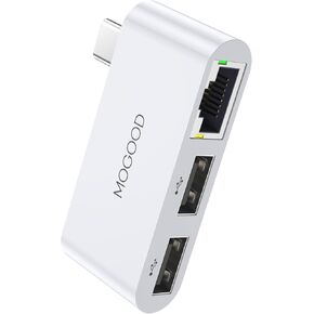 USB C to Ethernet Adapter Type-C Gigabit Ethernet Adapter 1Gbps 3-in-1 USB to RJ45 LAN Wired Network for MacBook Pro/Air, iPhone 15 Pro/Max, Dell XPS, Galaxy S8-S23