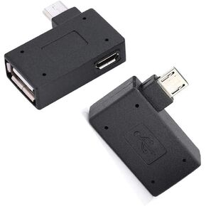 OTG Adapter, 90* Angle USB Port Adapter, Micro OTG Cable 2 Pack Compatible with Firestick 2nd Gen, 3rd Gen and 4K, Android Smartphones, Tablets, Rii, Logitech Keyboards, Nintendo, SNES, NES