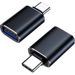 USB to USB C Adapter 2 Pack USB 3.0 (Female) to USB C (Male) OTG Adapter Support USB Enabled Device Like USB Flash Drive Compatible with iPhone 15, MacBook, iPad, Other USB C Devices - Black