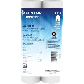 Pentair OMNIFilter RS12 Sediment Water Filter, 10-Inch, Standard Whole House String Wound Sediment Replacement Filter Cartridge, 10" x 2.5", 20 Micron, Pack of 2