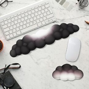 2 PCS Keyboard Cloud Wrist Rest, Memory Foam Keyboard Palm Rest with Non-Slip Base Ergonomic Keyboard Wrist for Pain Relief, Soft Wrist Rest for Office, Computer, Laptop, Gaming Office (White)