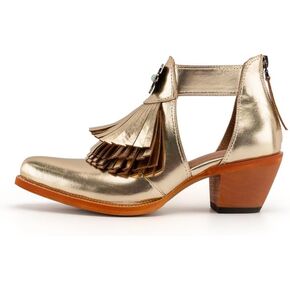 WIRALOMI Cowgirl Boots Women, Ankle Boots with Fringe and Pointed Toe, Western Cowboy Boots with Zipper