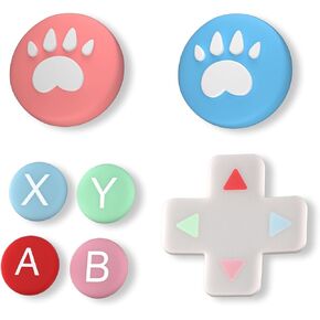 NANANINO Switch lite Button Covers, Silicone Cross D-Pad Button Cover Set Joystick Cover - ABXY Button Stickers, Switch lite Button Caps Cute - Cat Paw