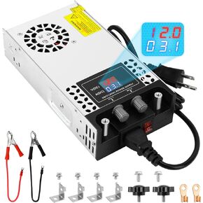 Adjustable 0-24V Power Supply 25A 600W, 110V AC to DC 0-24V Buck Converter 0-25A 600W Power Supply with LCD Display Adjustable Voltage Current 24V 25A 600W Switching Power Supply