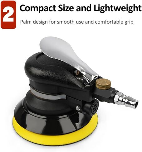 ماكينة صنفرة النخيل المدارية العشوائية بالهواء، ماكينة صنفرة مدارية عشوائية الهواء مقاس 6 بوصات من Weytoll، ماكينة صنفرة النخيل الهوائية شديدة التحمل مع خرطوم وحقيبة، ماكينة صنفرة طحن تلميع للسيارة المعدنية والشمع الخشبي المعدني in Kuwait