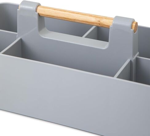 مجموعة EZOWare مكونة من 3 حقائب حمل بلاستيكية قابلة للتكديس، صناديق تنظيم تخزين كبيرة مع 5 أقسام ومقبض للمكياج، والزينة، والحمام، واللوازم المكتبية، والحرف اليدوية، وغرفة الأطفال - 3 ألوان in Kuwait