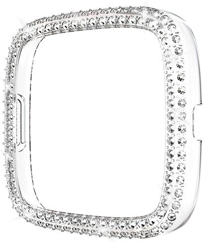 حافظة حماية متوافقة مع غطاء Fitbit Versa 2، بدون طبقة شاشة، إطار ممتص للصدمات مطلي بالكمبيوتر بصف مزدوج من الكريستال (شفاف، Versa 2) in Kuwait