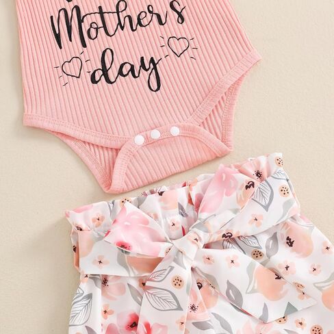 MoZiKQin Baby Girl Clothes Newborn Outfit Short Sleeve Ribbed Romper Floral Shorts Headband Infant 3Pcs Clothing Set in Saudi Arabia