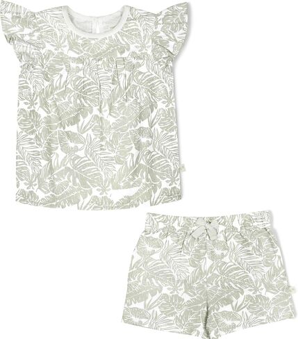 MakeMake Organics GOTS Certified Organic Cotton Baby Kids Toddler Girl Top and Short Outfit Set in Saudi Arabia