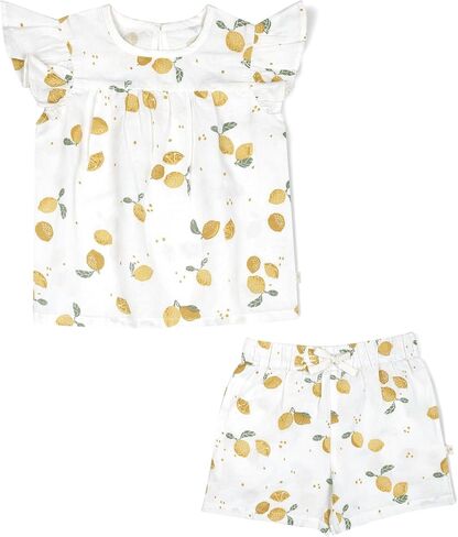 MakeMake Organics GOTS Certified Organic Cotton Baby Kids Toddler Girl Top and Short Outfit Set in Saudi Arabia