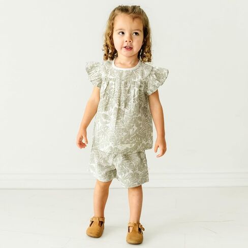 MakeMake Organics GOTS Certified Organic Cotton Baby Kids Toddler Girl Top and Short Outfit Set in Saudi Arabia