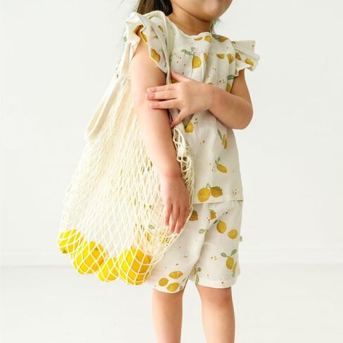 MakeMake Organics GOTS Certified Organic Cotton Baby Kids Toddler Girl Top and Short Outfit Set in Saudi Arabia