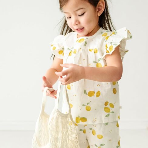 MakeMake Organics GOTS Certified Organic Cotton Baby Kids Toddler Girl Top and Short Outfit Set in Saudi Arabia