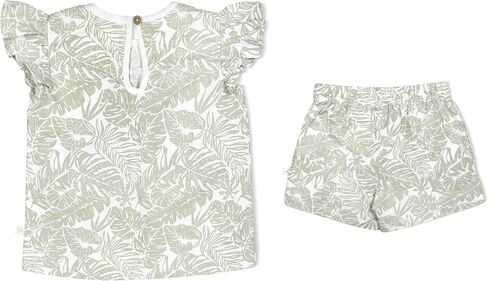 MakeMake Organics GOTS Certified Organic Cotton Baby Kids Toddler Girl Top and Short Outfit Set in Saudi Arabia