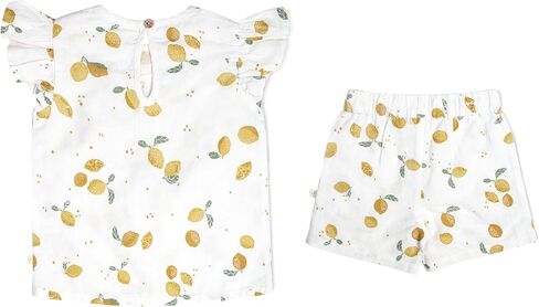 MakeMake Organics GOTS Certified Organic Cotton Baby Kids Toddler Girl Top and Short Outfit Set in Saudi Arabia